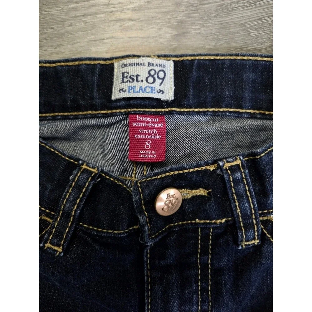 Place Est. 89 Bootcut Jeans Girls Size 8 Dark Wash Stretch Denim 26x31